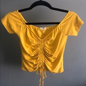 yellow ruched top